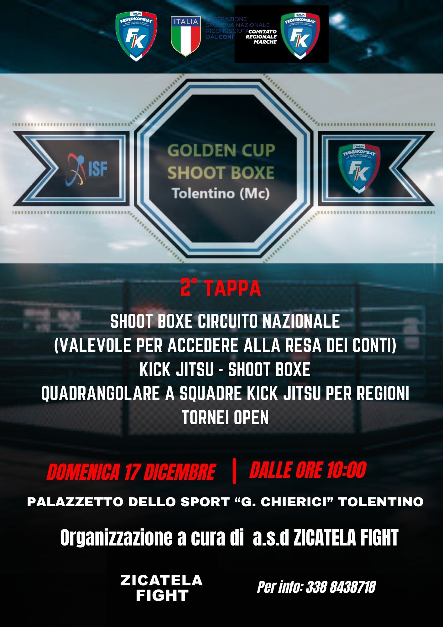 Locandina Golden Cup Shoot boxe 2023 2 tappa Tolentino
